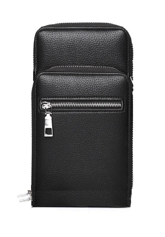 WHITBULL Universal PU Leather Mobile Pouch with Belt Loop and Clip | Multipurpose Zipper Wrist Pouch Phone Bag Compatible with Black Shark 3S / Black Shark 3 Pro/Mi 10 Youth 5G / Redmi 10X 4G - Black
