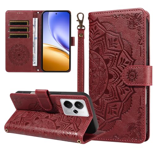 �X�}�z�P�[�X �Ή��@�� for Realme 14 5G / 14T / P3 5G / Neo7x �X�}�z�P�[�X�y�t���b�v�� �X�^���h�t�� �J�[�h�z���_�[ �������[ �}�O�l�b�g���� �E�H���b�g�zRed