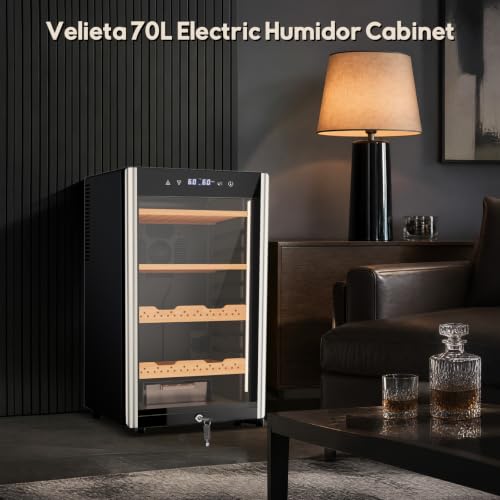 Image of 70L Upgrade Electric Humidor - Large Capacity 400 Count Electric Humidor| Smart Temperature & Humidity Control, Digital LED Screen & Safety Lock