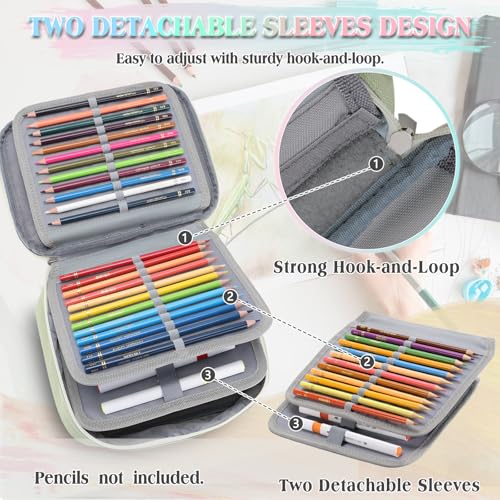 Image of VX VONXURY Large Pencil Case, 54-Slot Colored Pen Pouch 2 Removable Sleeves