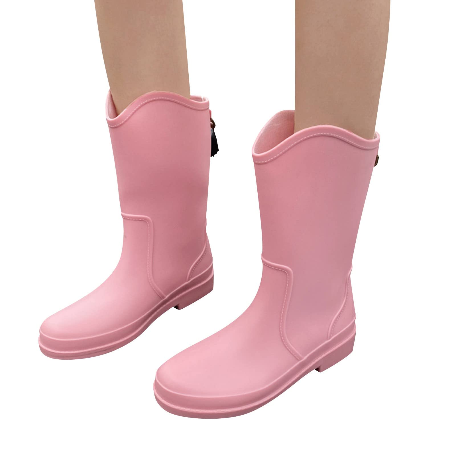 Generisch Botas de agua medias para mujer, botas de lluvia impermeables básicas de un solo color, botas de agua ligeras, unisex, medias botas de pesca, botas de agua para lluvia