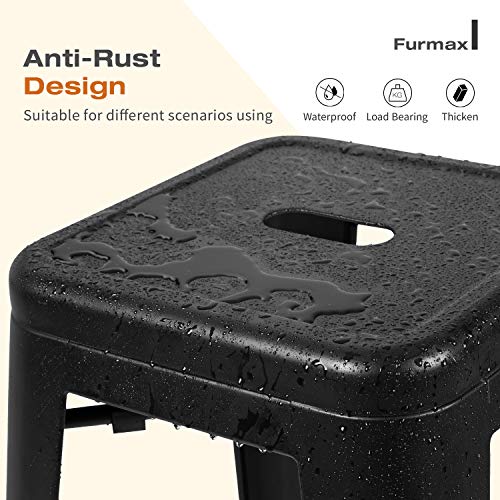 Furmax 30 Inches Metal Bar Stools High Backless Stools Indoor Outdoor Stackable Stools Set Of 4 (Black) #TOP4