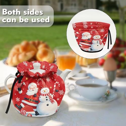 Image of Santa Claus Tea Cozy for Tea Pot Dust Cover with Insulation Pad Snowman Fabri Kettle Cloth Cover Tea Cosy for Kitchen Table Top Decorations for Party Gift for Holiday