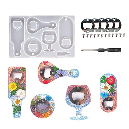 ZYTIN Bottle Opener Resin Molds Silicone Kit, Wine Corkscrew Opener Epoxy Resin Casting Molds for Beer Bottle Opener and DIY Keychain Crafts Making ZYTIN Bottle Opener Resin Molds Silicone Kit, Wine Corkscrew Opener Epoxy Resin Casting Molds for Beer Bottle Opener and DIY Keychain Crafts Making