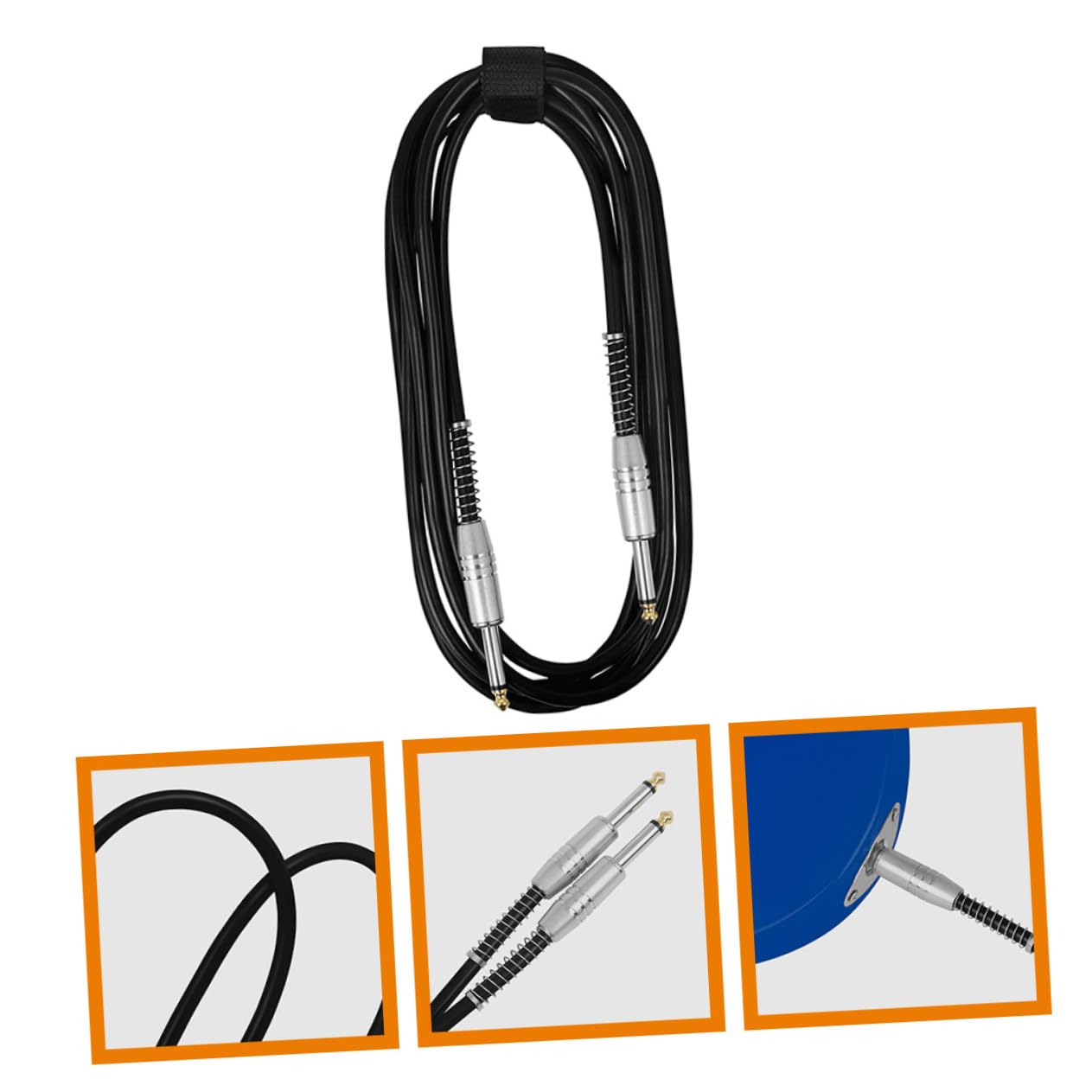 ERINGOGO Cavo per Chitarra Elettrica da 6,35mm Connettori in Metallo Nero, Stabile e Affidabile, Facile da Trasportare, per Amplificatori e Apparecchi Audio