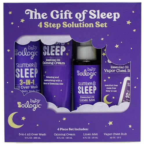 Image of Generic Oillogic Baby Essentials - Baby Bath - Slumber & Sleep Gift Set 4-Pack - Roll-On Essential Oil 3 oz, Calming Cream, Vapor Bath & Linen Mist - Made with Lavender and Chamomile Essential Oil