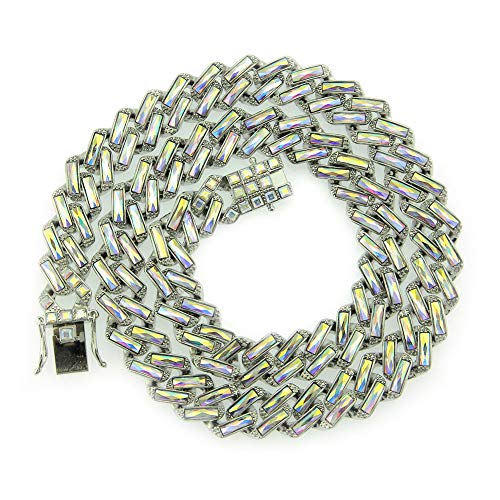 Preisvergleich Produktbild DKzyy Diamonds Incrusté Herren-Halsketten, geometrisch, quadratisch, kubische Kette, Halskette, Rock, Hip Hop-Schmuck, Silberfarben, Diamond,50 cm