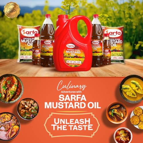 Image of Sarfa 2L Jar Kachi Ghani Cold Pressed Mustard Oil | Pure, Chemical-Free, and Rich in Heart-Healthy MUFA & PUFA | Zero Cholesterol, with a Rich Aroma and Flavor | Ideal for Cooking and Pickles