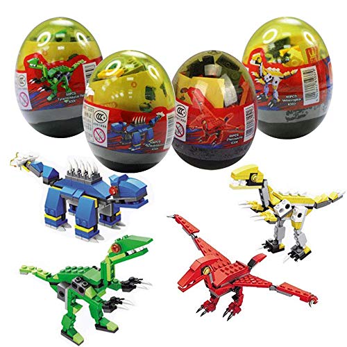 Anditoy 4 Pack Dinosaur Building Blocks Toys in Jumbo Eggs for Kids Boys Girls Christmas Stocking Stuffers Gifts Party Favors
