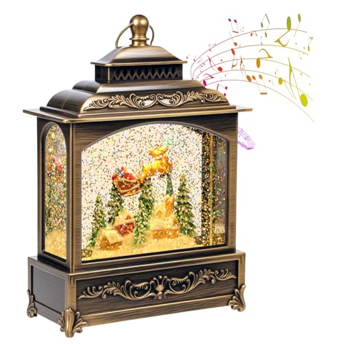 Sockywin Bronzefarbene Weihnachts-Schneekugel-Laterne mit...