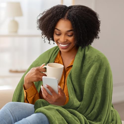 Image of Utopia Bedding Fleece Blanket Twin Size Olive (60x80 Inches) Ultra Soft Warm Lightweight Microfiber Breathable Anti-Static Cozy Bed Blanket, All-Season Home Decor Gift for Men & Women