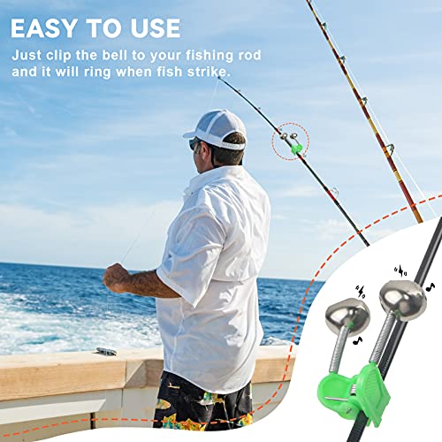 HLOGREE 30PCS LED Night Fishing Tackle Rod Bait Alarm Bell, Night Sea Fishing Rod LED Light Clip with Twin Bells Ring Fishing Bite Alarm Indicator On Fishing Rod (Red & Blue & Green Light) - Thumbnail 7