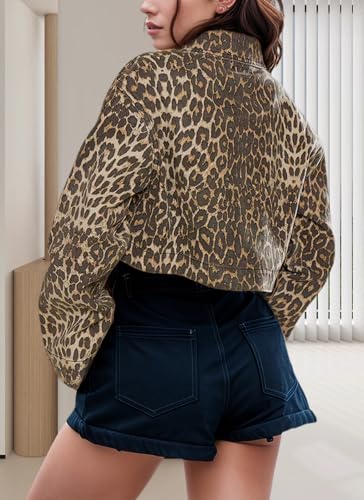 YouSexy Women's Cropped Denim Jacket Long Sleeve Distressed Jean Jackets Coat4