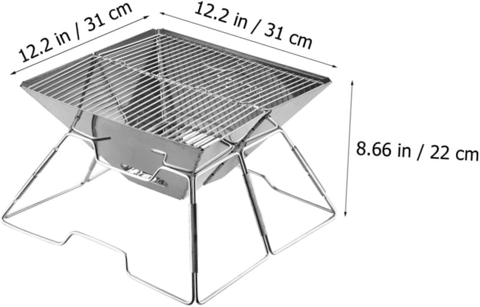 Sosoport Portable Folding Barbecue Grill Wear-resistant Portable Camping Grill Folding Bbq Rack for Outdoor Camping and Tailgating