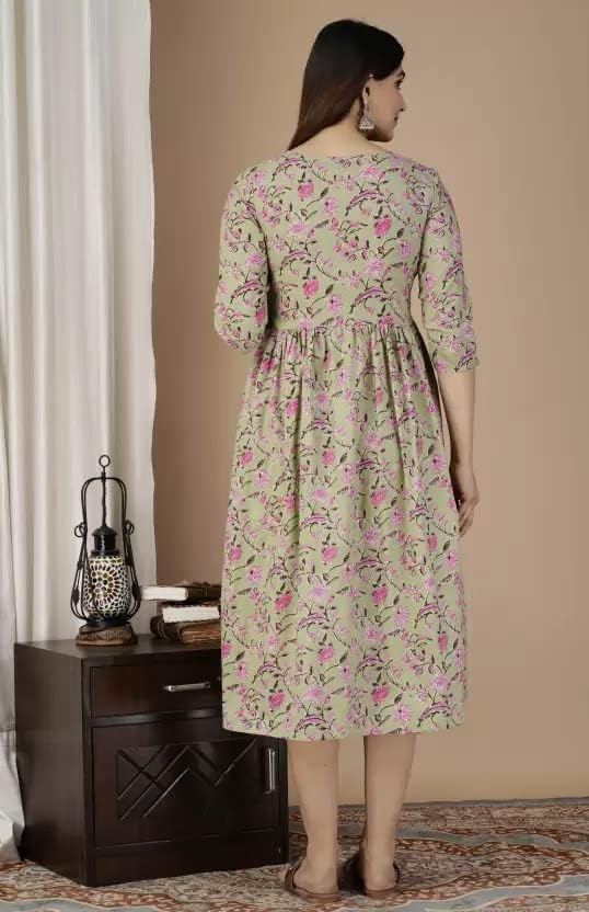 Image of Vijay LAXMI Enterprises Women Maternity Feeding Dress Pregnancy Dress Fit & Flare Western Dress with Zipper