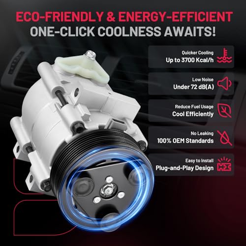 BDFHYK Air Conditioning A/C Compressor with Clutch Compatible with Ford F-150, Expedition, E-150 Econoline, E-250 E-350 Econoline, E-350 Super Duty, Compatible with Lincoln Navigator, 4.6L 5.4L 6.8L