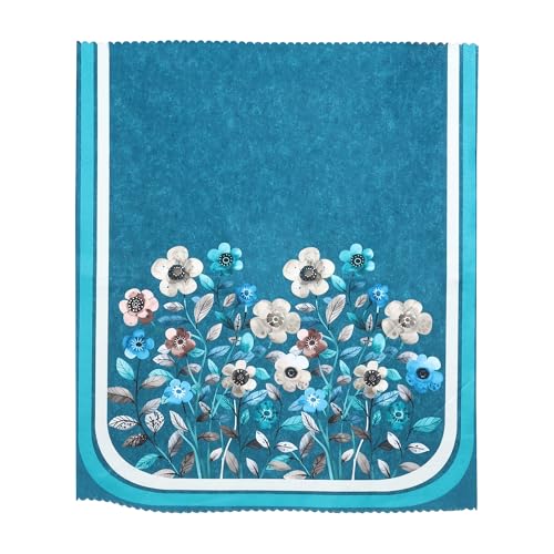 Image of Velvet 3 Seater Sofa Cover with 6 Seat and Back Covers, 2 Hand Rest Covers - Floral Design - Washable Fabric - Stylish Sofa Cover for Modern Living Room (Aqua, 3 Seater With Arm Cover)