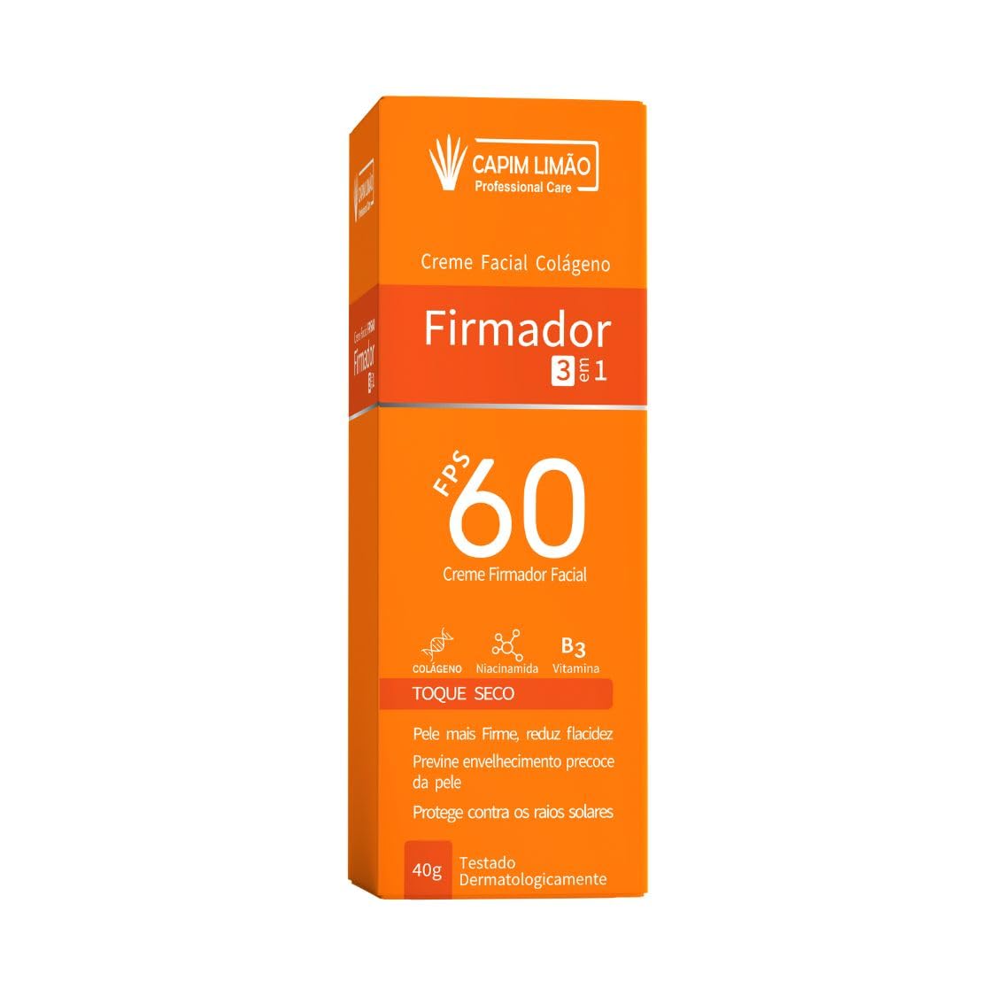 Creme Facial Firmador FPS60 Protetor Solar Capim Clinical 40g