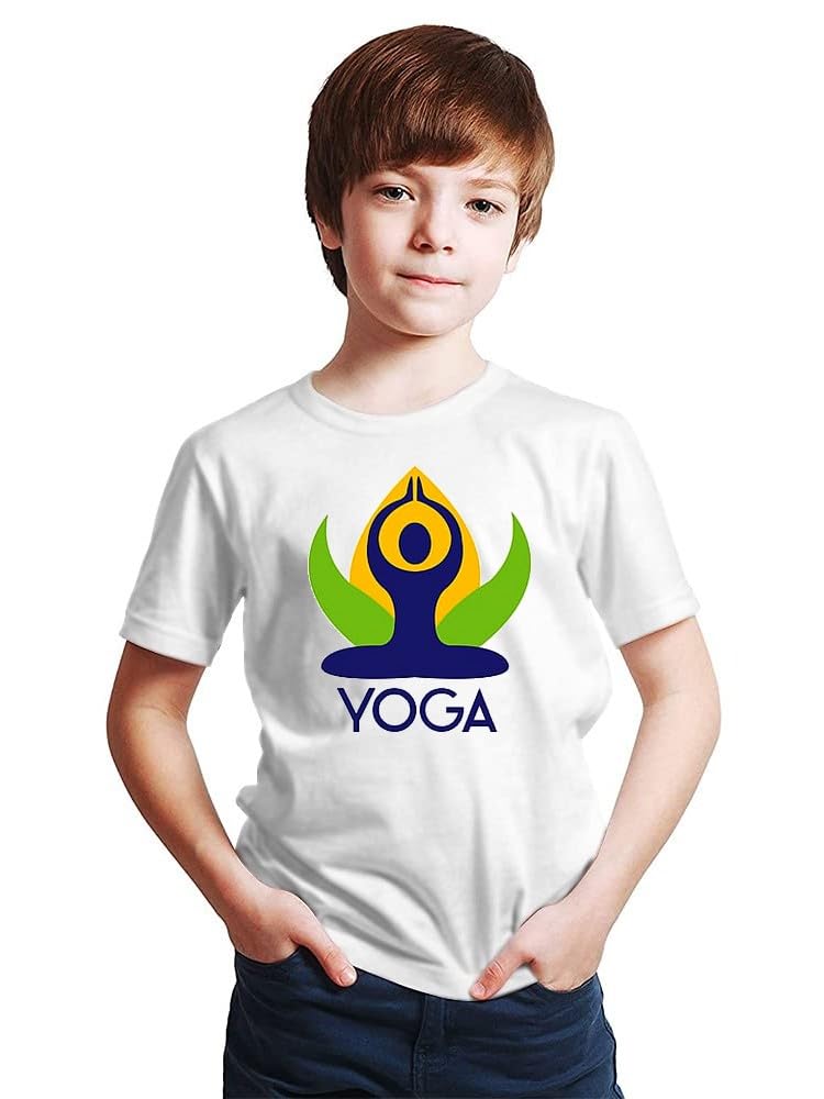 PrintEasy Yoga Premium Cotton Kids T-Shirt for Boys | D-03-image-0