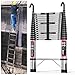 Escalera telescópica 5m/16,4FT, Escalera Extensible Ligera de Acero Inoxidable con 2 Ganchos y estabilizador,Pies Antideslizantes,Escaleras portátiles con una Carga máxima de 150 kg/330 LB