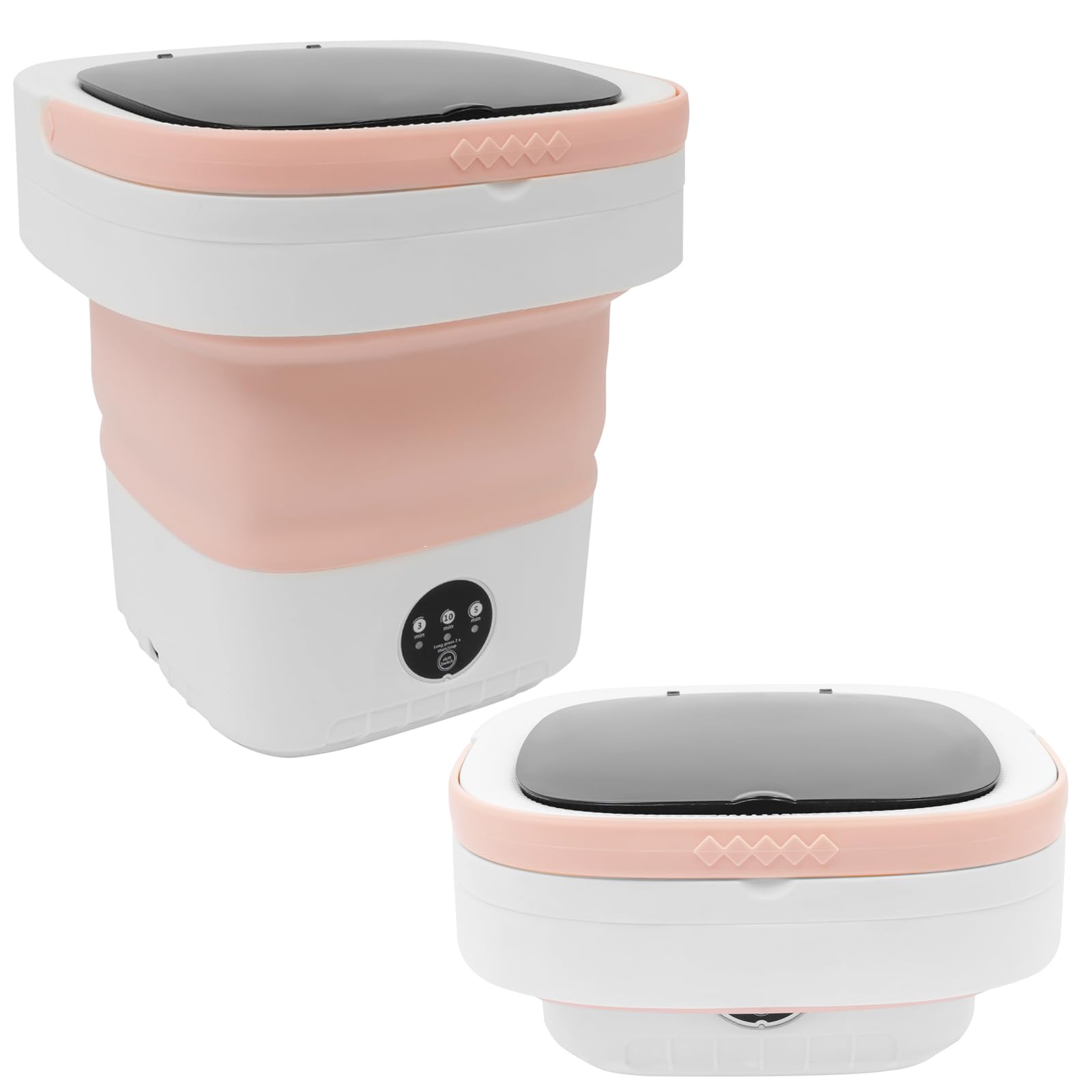 Mini machine à laver portable pliable 12 L avec tuyau de vidange et panier d'égouttement électrique pour sous-vêtements chaussettes Rose