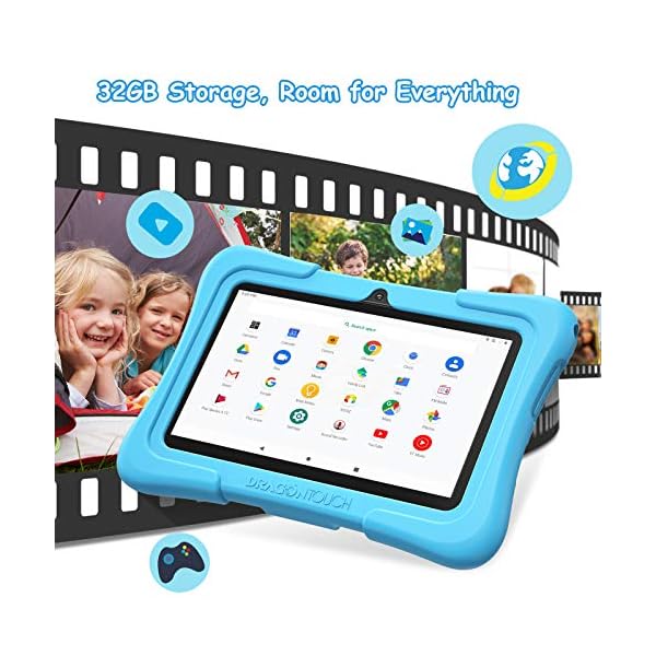 Dragon-Touch-KidzPad-Y88X-Kids-Tablet-with-32GB-ROM-Kidoz-Pre-Installed-with-Disney-Contents7-inch-IPS-HD-Display-Android-100-Quad-Core-Processor-Kid-Proof-Case-Wi-Fi-only-Blue Dragon Touch Kids Tablets with 32GB Storage, 2GB RAM, 7 inch IPS HD Display, Android 12, Quad Core Processor, Kidoz Pre Installed with Kid-Proof Case, Wi-Fi only - Blue