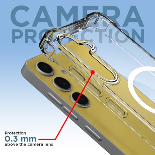 Image of Amazon Basics Back Cover for Samsung Galaxy S25 FE 5G Mag-Safe Shockproof PC + TPU Protective Case Magnetic Support Bumper Case (Transparent Mag-Safe)