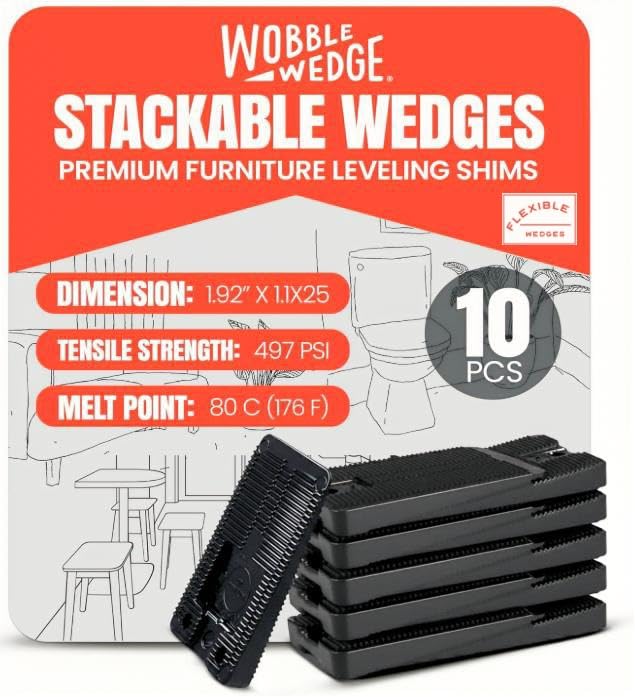 Image of Wobble Wedge - Flexible Plastic Shims - Black - Multi-Purpose Wedges, Standard Size Wedge - 1.92 inch x 1.11 inch x 0.25 inch