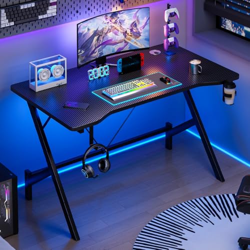 Recopilación de Mesas para ordenador favoritos de las personas. 46 GM Bear Escritorio Minimalista para Computadora o Laptop, 110CM Mesa de Ordenador Industrial para Juegos, Ideal Juvenil para Dormitorio, Fácil Armado (Negro)