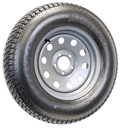 eCustomrim 2-Pack Trailer Tire Rim ST205/75D15 F78-15 205/75-15 Load Range C 5 Lug Silver Modular - 2 Year Warranty w/Free Roadside