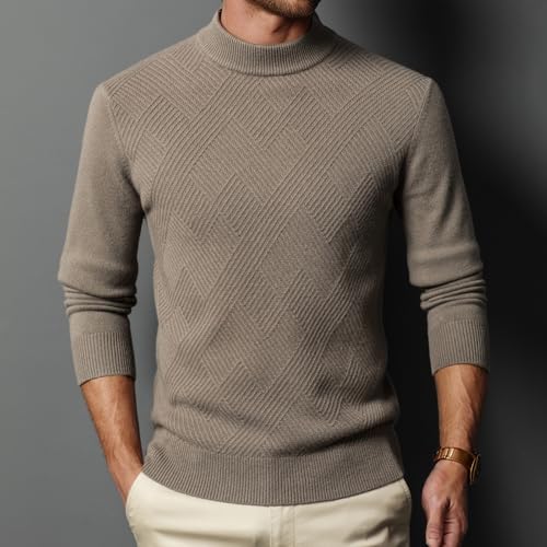 Mens 100% Wool Cable Knit Sweater Casual Long Leeve Crewneck Pullover Sweaters Twist Textured Fisherman Sweater2