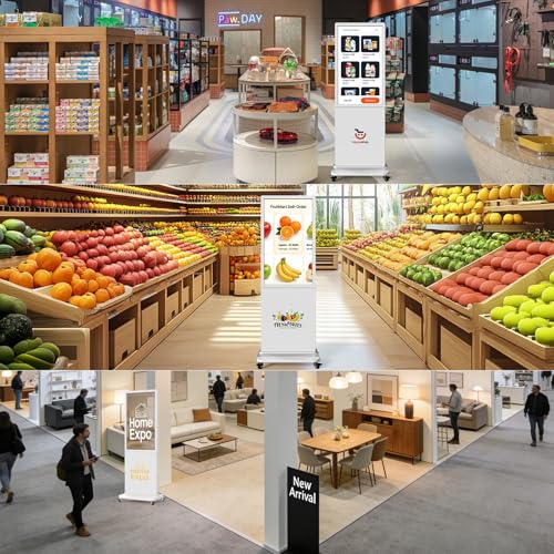 Image of Digital Signage 43 Inch Touchscreen Interactive Kiosk Floor Standing Advertising Display 700 Nits 4K UHD IPS LCD with Android 14 System Vertical Poster with Remote Control