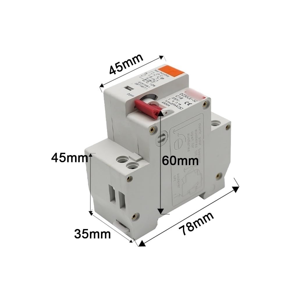 Interruttore automatico, Interruttore automatico differenziale 230 V 1P+N con protezione da(50A)