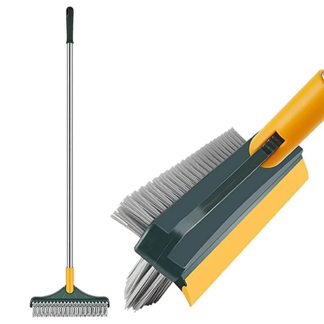 3-in-1 Bathroom Cleaning Brush with Wiper - Bathroom Cleaning Brush Long Handle 180° Rotate Toilet Brush Bathroom Tiles Cleaning, Wiper Floor Scrub for Kitchen Bathroom Cleaning (Yellow)-picture-10