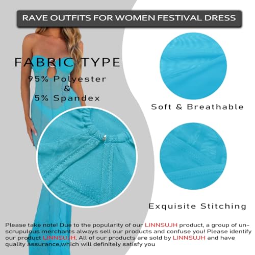 Image of Sexy Sheer Mesh Dresses for Women See Through Maxi Dress Strapless Tube Top Night Party