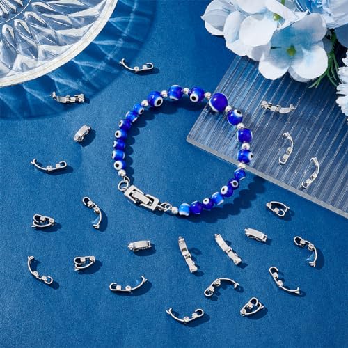 UNICRAFTALE 60Pcs Fold Over Clasps 10mm Stainless Steel Jewelry Clasps Snap Lock Clasps Metal Jewelry Extender Micro Fold Over Clasps Bracelet Clasps for DIY Jewelry Making - Image 2