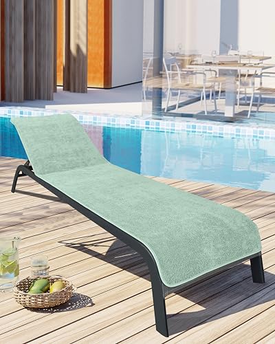 LAYNENBURG Lote de 2 Toalla para Tumbona de jardín - 100% algodón - Oeko-Tex 100 - Funda de Toalla de Rizo para Tumbona - Funda de Hamaca para Playa, Piscina (75x200 cm Menta)