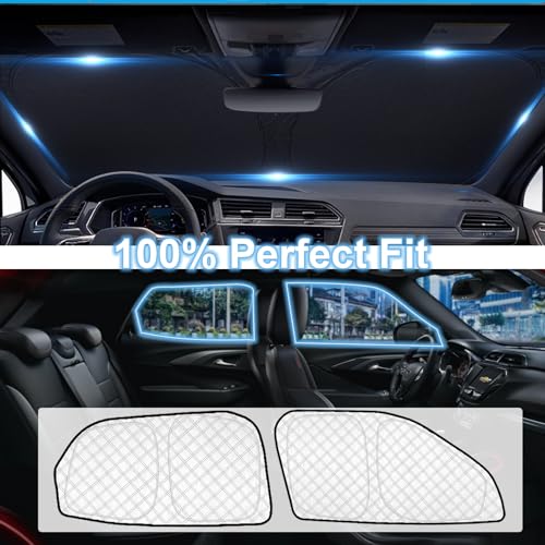 Image of KMF Windshield Sun Shade Replacement for Chevy Trailblazer Accessories 2021-2024, Side Window Sun Shade Cover Sun Visor Shield Cover, Rear Window Sunshade for Camping UV Block and Privacy Protect