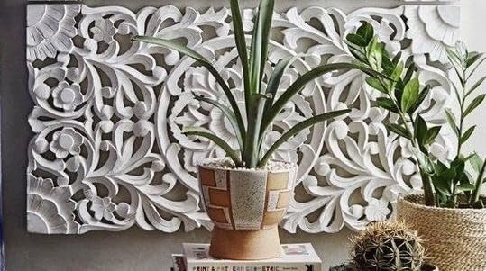 musa kazim Wall Art Living Room D cor - Vintage Botanical Carved Wooden ...