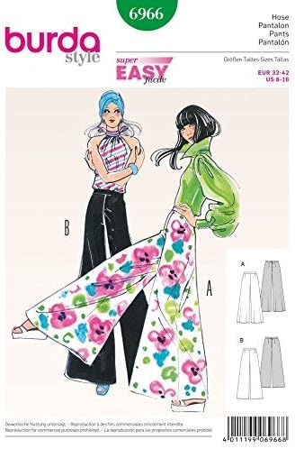 Burda Ladies Easy Sewing Pattern 6966-70's Bell Bottoms Trouser Pants Sizes: 6-16