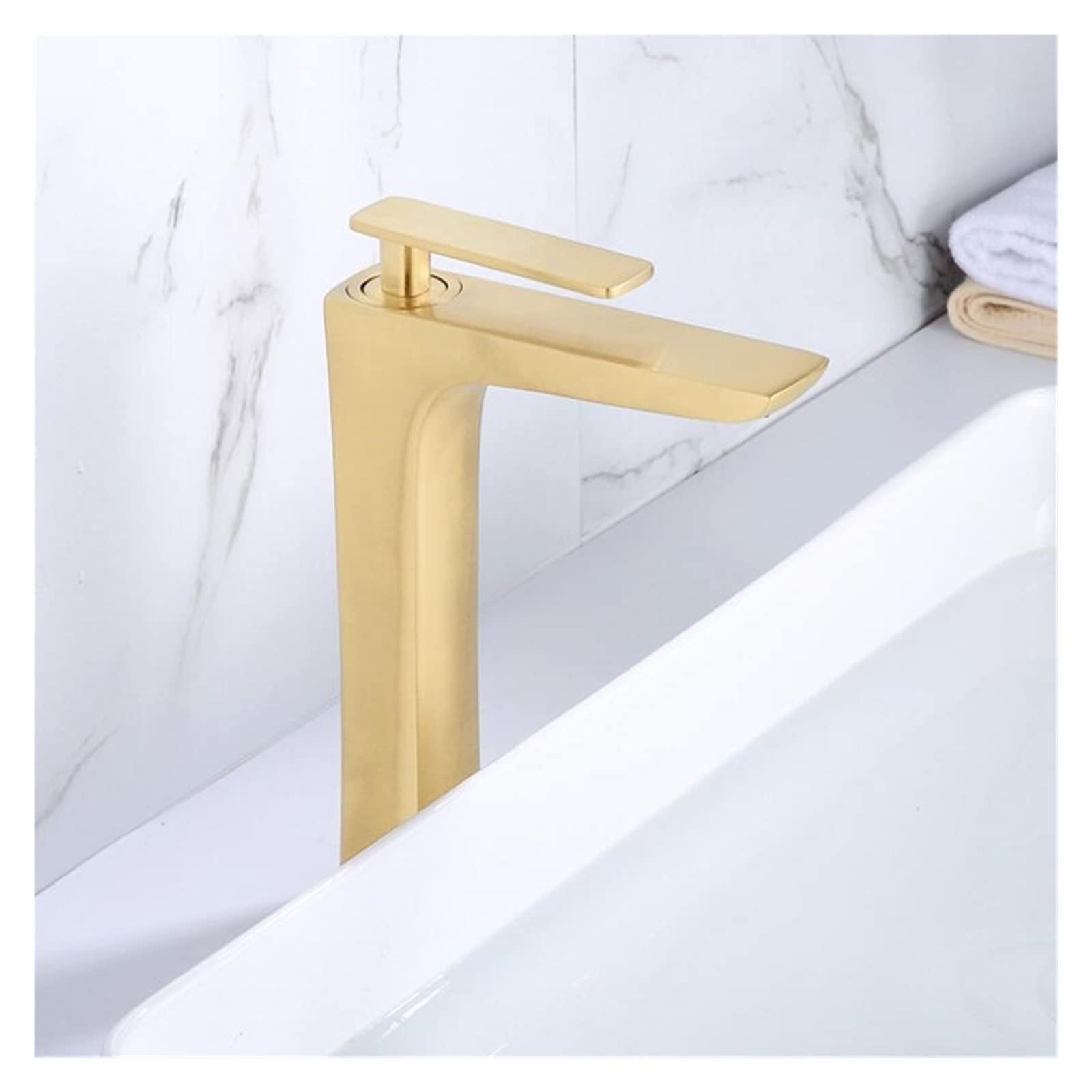 Grifo de baño de Oro Cepillado, Mezclador de Lavabo de latón, Grifo de Agua fría y Caliente para Lavabo de baño, Grifo Mezclador para Lavabo de baño