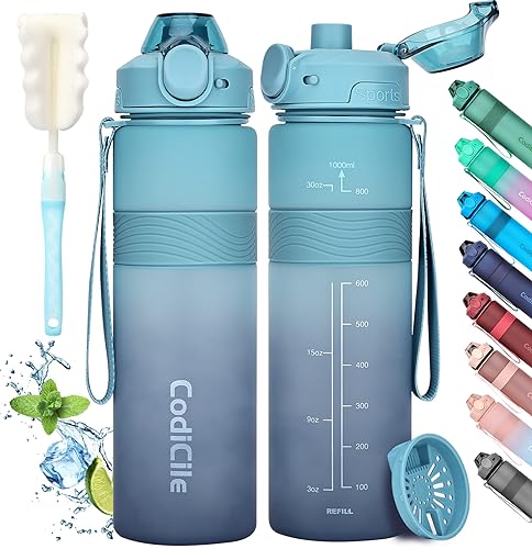 CodiCile Water Bottle, BPA Free 1l Water Bottle Leak Proof Drinks Bottle, Large Sports Bottle Great for Gym School