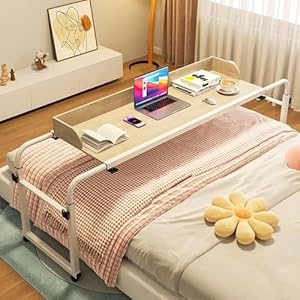 WJFTODAY Überbetttisch, verstellbar 115–210 cm