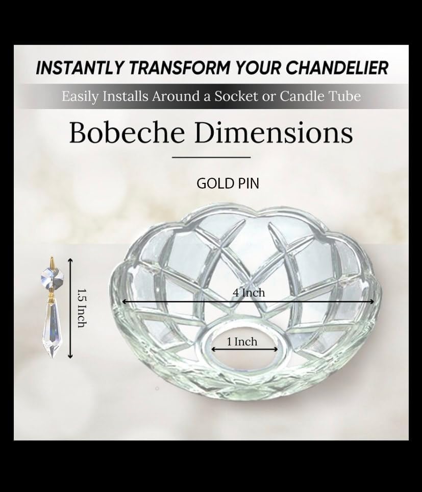 Miniatura 2 de Crystal 1 pieza  4 pulgadas, 5 agujeros laterales  Lámpara de araña de cristal transparente 30% plomo Bobeche con pin dorado y 5 caídas en U