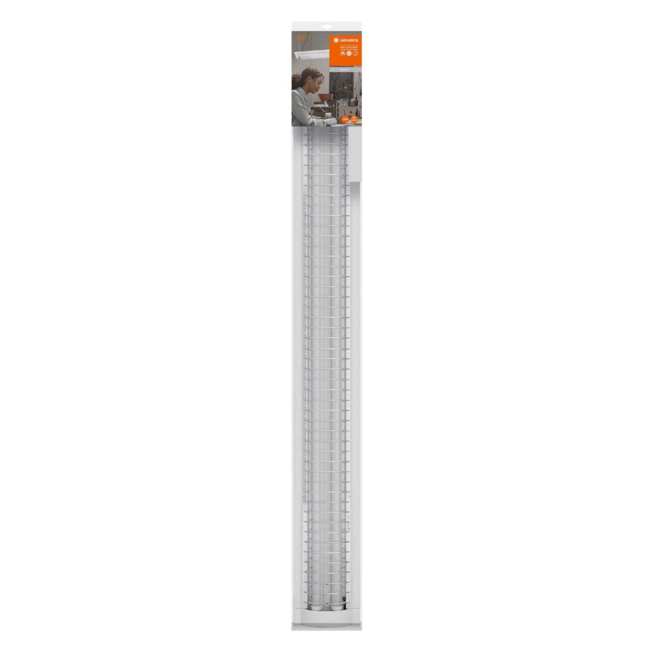 Ledvance LED Büro-Lichtleiste, Leuchte für Innenanwendungen, Klick-Dim über Wandschalter, Länge: 120 cm, LED Office Line Grid 4060000000000 Weiß