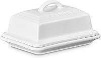 Le Creuset Stoneware European Butter Dish in White - Holds 2 Sticks, Fridge-to-Microwave-to-Table Safe