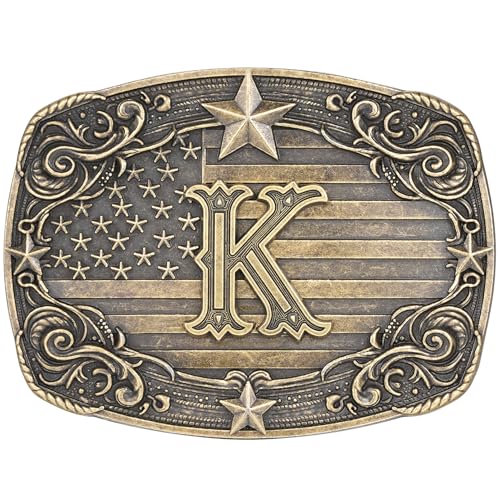 Image of Western Belt Buckle for Men Women Initial Letter A to Z Cowboy Belt Buckle Texas Buckle hebillas vaqueras para hombre