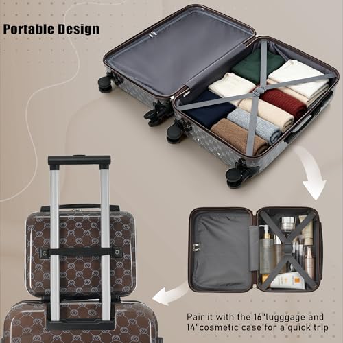 Image of Hardside Luggage Sets, Lightweight Suitcase with Spinner Wheels, Brown Patterns