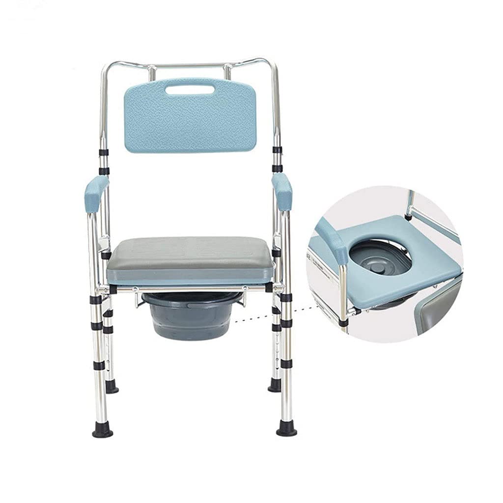 BHGFYXBS Commode/Shower Chair Elderly Commode Chair Stainless Steel Folding Shower Chair, Bedside Commode Chair, Suitable For Elderly Pregnant Women Toilet Alternative Chair,