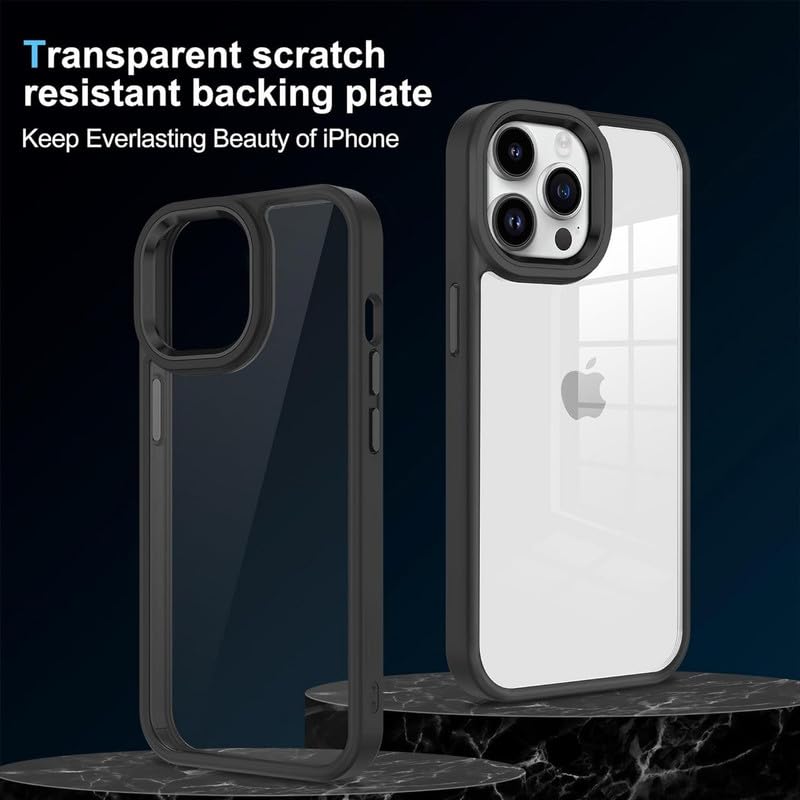 Image of for iPhone Case 15 Pro, [Anti-Yellowing Technology] [Military Grade Drop Protection] Shockproof Slim Hybrid Phone Case for iPhone 15 Pro- Carbon Black
